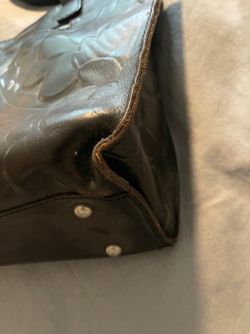 Patricia Nash Black Embossed Leather Shoulder Tote - Picture 10 of 15